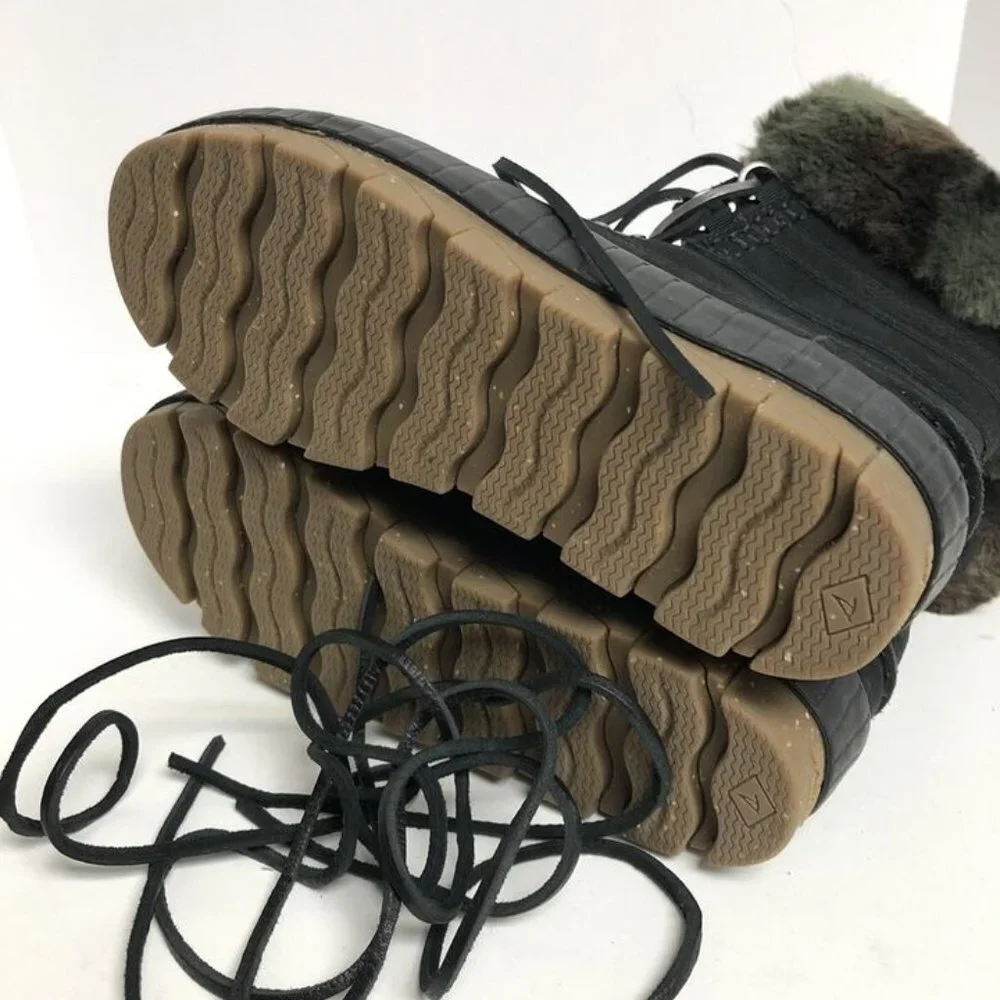 Sperry Womens Torrent Winter Lace up Boot Black Camo Size 7.5 M